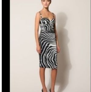 JUST CAVALLI Zebra Bustier Silk Dress XS